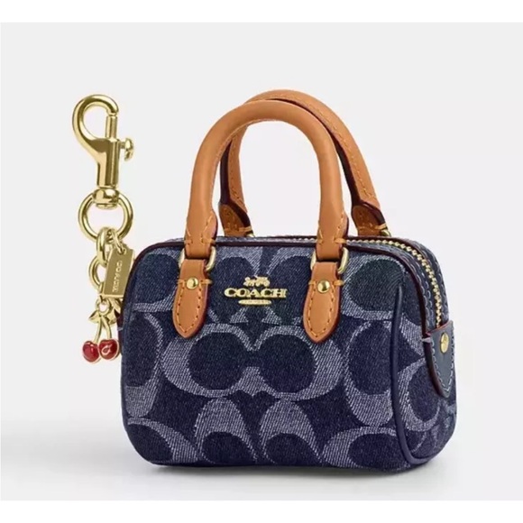 Coach Handbags - COACH Mini Rowan Bag Charm In Signature Denim New